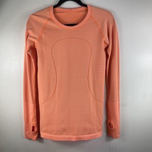 Lululemon Size‎ 6 Swiftly Tech Long Sleeve Top Regular Length Orange